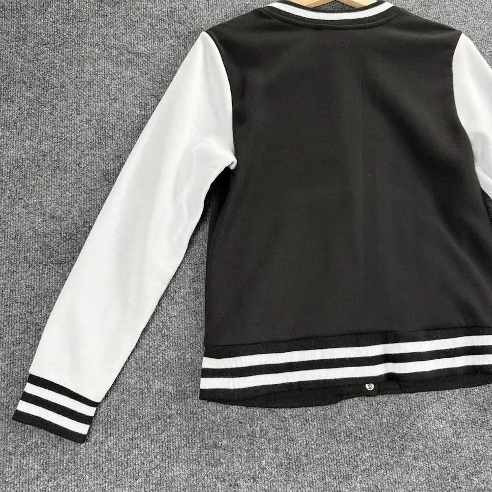 Helium Moto Wear Jacket Kids Youth Large Black Varsity Bomber Snap Button Fleece